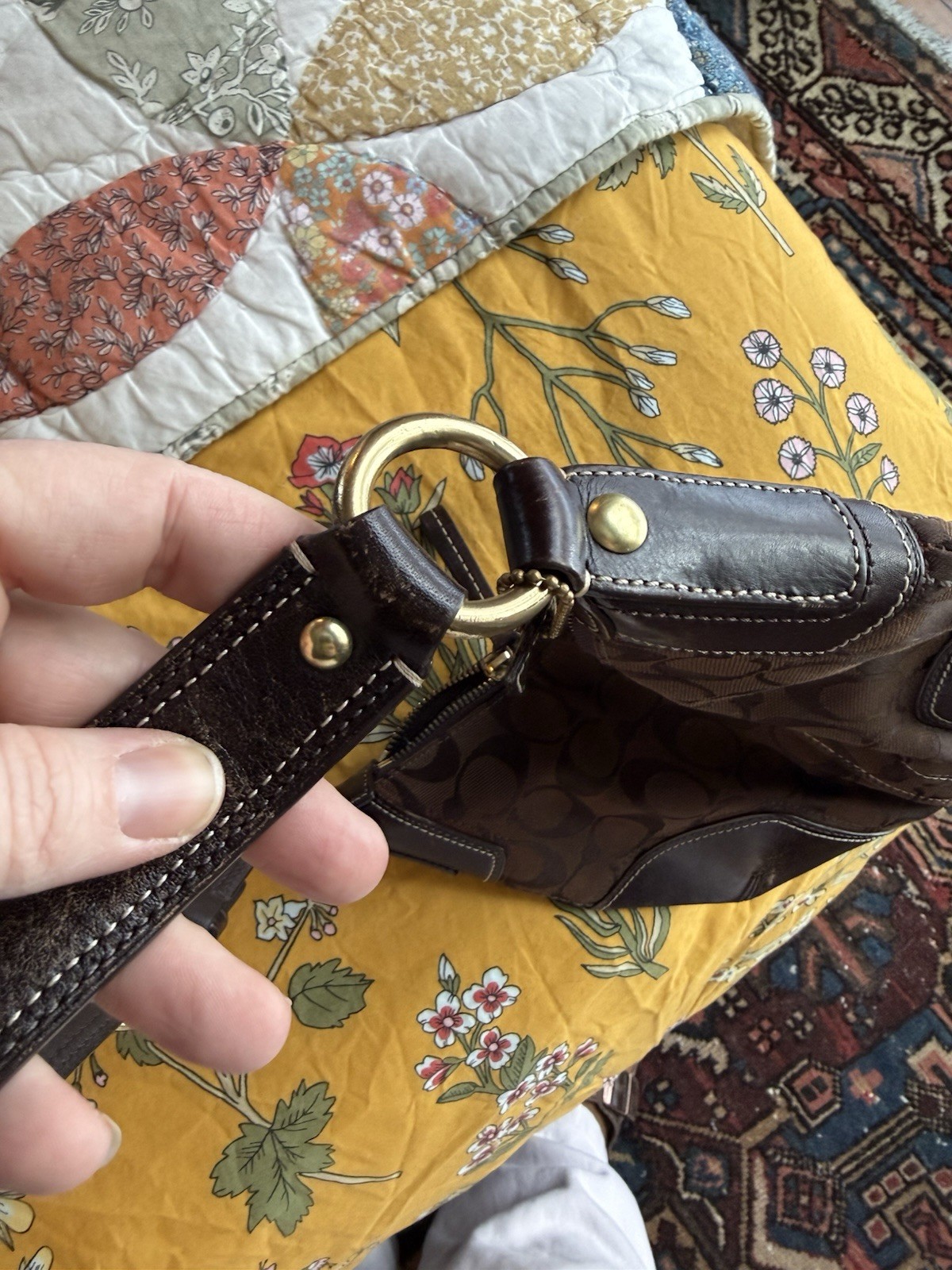 VTG Coach Signature Demi Hobo Shoulder Bag Purse Y2K 90s Glam RARE  Brown 2000s thumbnail 4