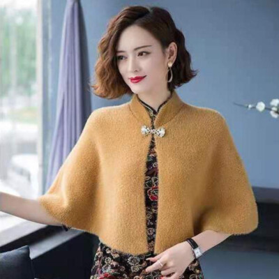 Elegant Damen Kunst Wolle Strickjacke Schal Mantel Capelet Shrug Bolero Hochzeit
