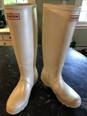 white Hunter rainboots size 5m | eBay