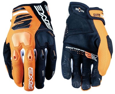 MOTORCYCLE GLOVES FIVE E2 ENDURO BLACK ORANGE ORANGE TOUCH SCREEN PROTECTORS SIZE M