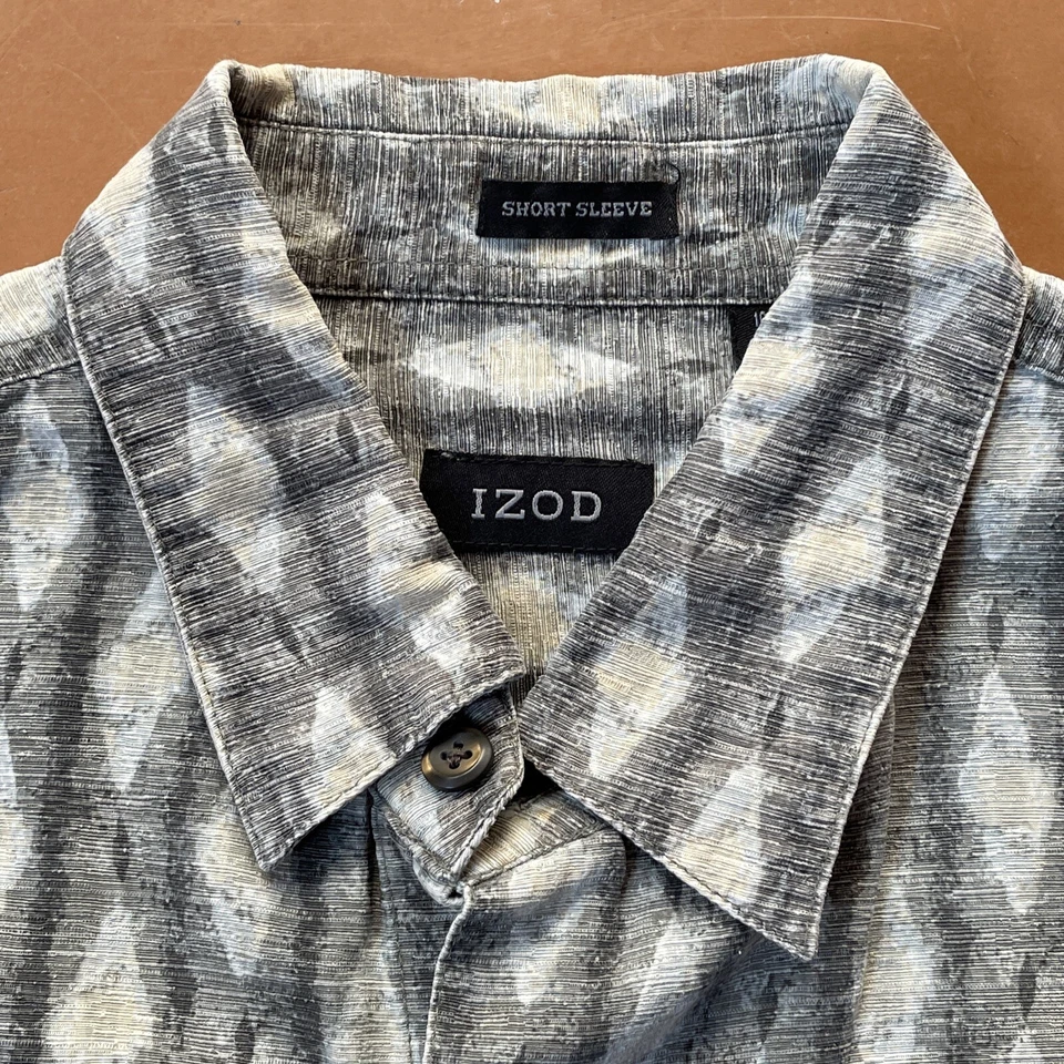 Camisa Hawaiana IZOD Para Hombres Manga Corta Verde Abotonada 100% Seda Usada en Excelente Condición Camisa Informal Foto 3 de 4