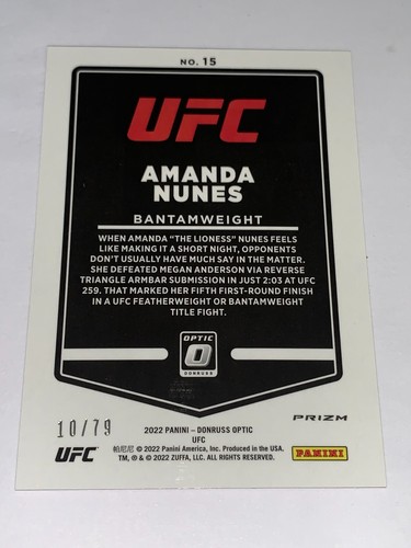2022 Panini Donruss Optic UFC Amanda Nunes 10/79 Pink Velocity Prizm Holo SSP - Bild 2 von 2