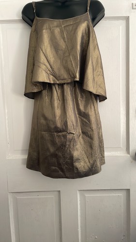 Elizabeth & James Metallic Gold Cocktail Dress Size L - Picture 5 of 13