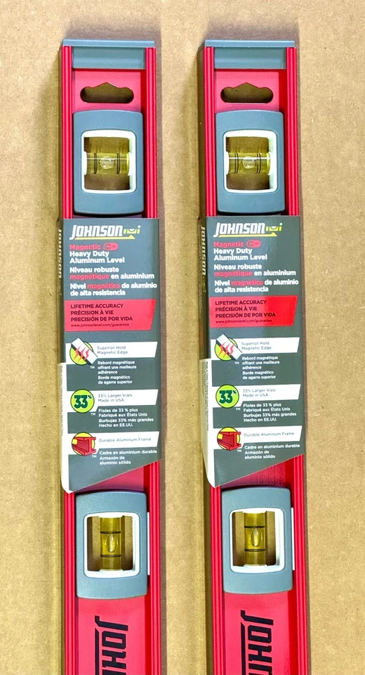 NEW 2 PACK 24" Johnson Magnetic Heavy Duty Aluminum Level 53-030 ~ Free Shipping - Image 3 of 4