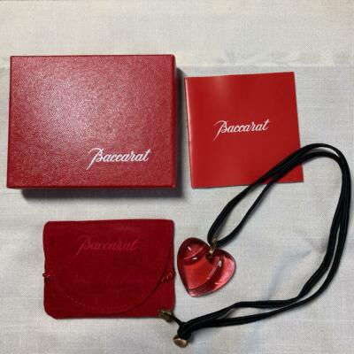 Baccarat Ruby Red Heart Crystal Pendant Necklace Baccarat Crystal