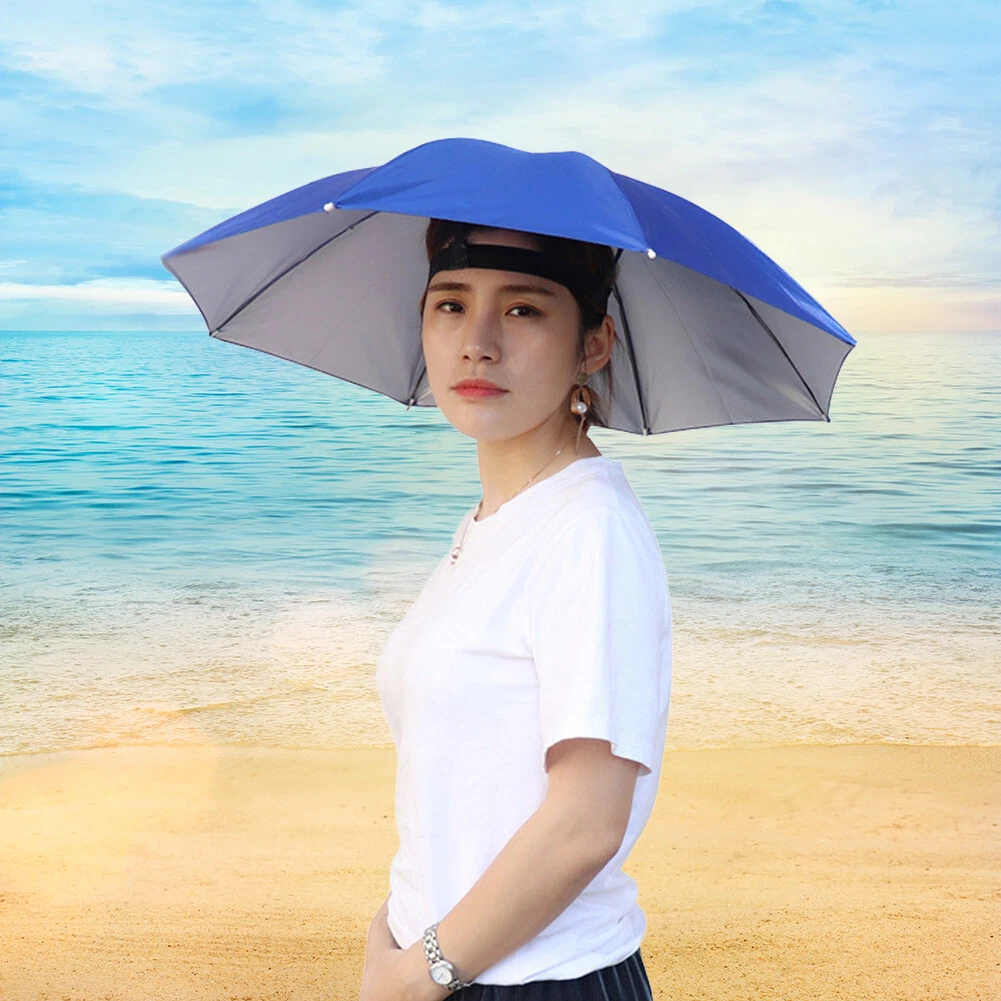 blue umbrella hat