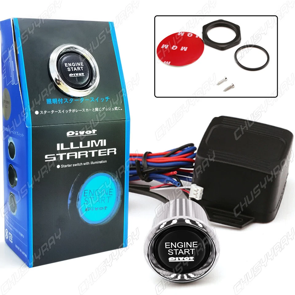 Universal For Car Engine Start Push Button Switch Ignition Starter Kit Blue US - Imagem 4 de 4