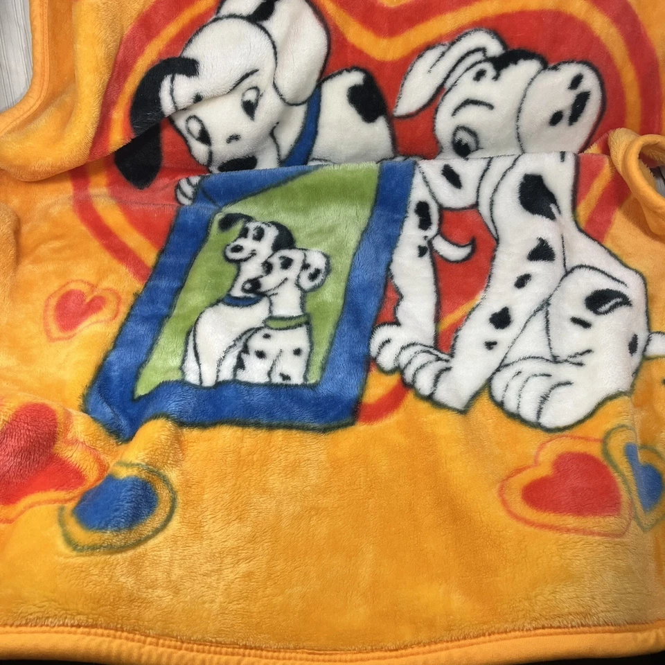 RARE Vintage Northpoint Kids Toddler Fleece Blanket Orange Dalmatians Dog O1 - Image 3 of 4