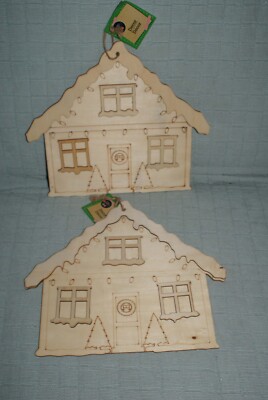 2-Crafter's Square Wooden Gingerbread House Wood Sign Unpainted Cutout Fast Ship