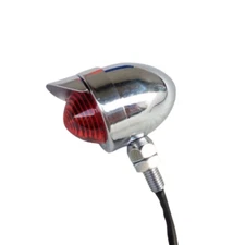 Chrome Bobber Old School Stop Brake Running Tail Light W/ Visor For Cafe Racer