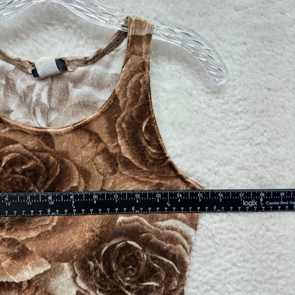 Maxi Vestido Vintage Años 90 Y2K Pequeño Marrón Rosa Floral Terciopelo Cyber Fairy Grunge Foto 4 de 4