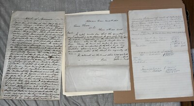 1867 Contract & Docs Rock Excavation of Canal Quinebaug River Putnam Pomfret CT