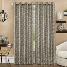 Brown/Gold Snake Skin Animal Print Kitchen Window Curtain Drapes Panel