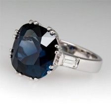 Cushion Teal Sapphire Ring-925 Silver Jewelry Engagement Christmas Gift For Her