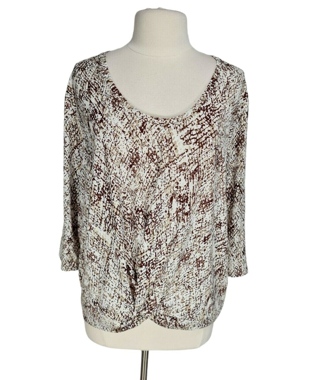 New York & Company Womens Tunic Top  Size XL Drape Front Basic Blouse V-Neck E4P