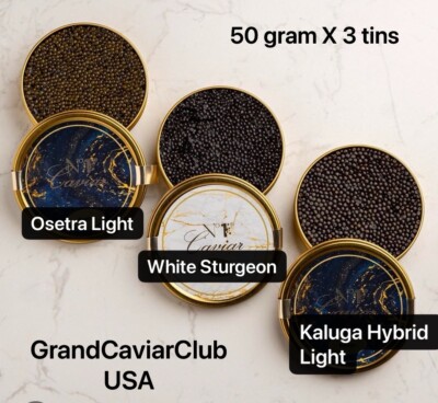 Grand Caviar Holiday Set 50g*3Tins(Kaluga Light,Osetra,White Sturgeon)-1-2dayAir