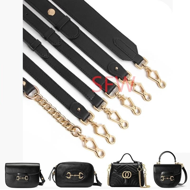 Bandoulière cuir noir sangle de remplacement pour Gucci 1955 / Ophidia S / Mini AG