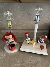 Vintage Raggedy Ann  Andy Musical Moveable See Saw Teeter Totter Table Lamp