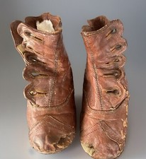 Antique Leather High Top Button Baby Shoes Dolls 5  Distressed Handmade 34