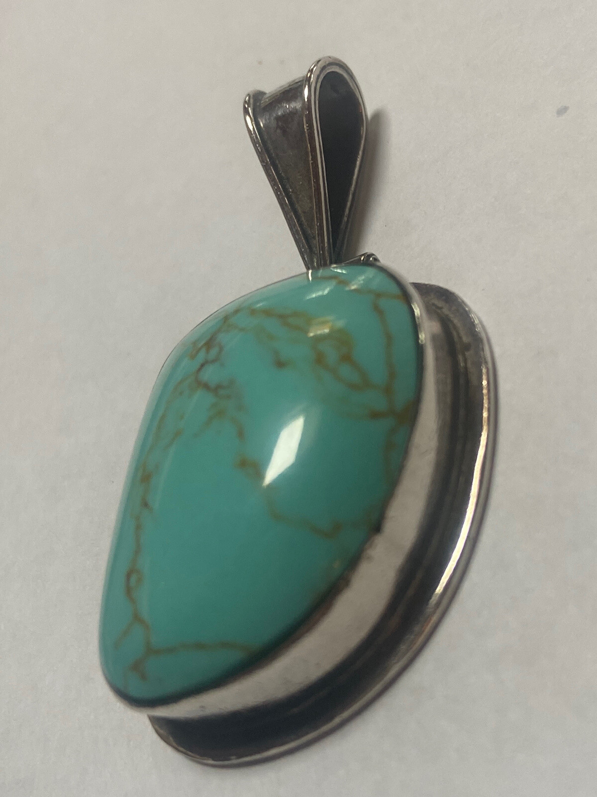 Stunning Turquoise And Sterling Silver Pendant - image 2