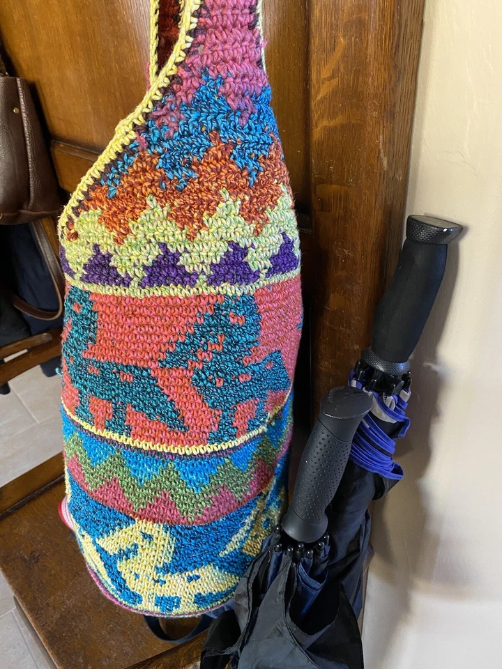 Hecho a Mano COLORIDO BOHEMIO CROCHET HOBO Hippie Mediados de Siglo BOLSO Foto 2 de 4