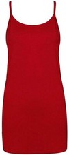 Womens Cami Tank Top Ladies Long Vest T-Shirt Strappy Stretch Plain New UK 8-26