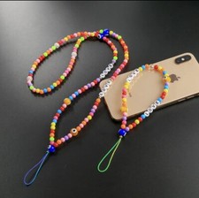 MOPAI MULTICOLORE MOBILE PHONE  STRAP LANYARD SMILE FACE DISK BREADS PEARL ROPE