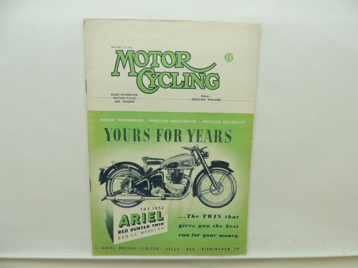 January 1952 MOTORCYCLING Magazine Ariel Red Hunter Twin 500 BSA