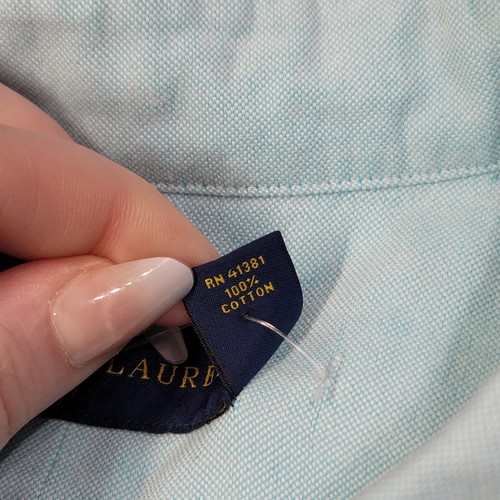 Polo Ralph Lauren Shirt Mens 3XB Blue Solid Oxford Button Down Flesh Pony NWT - 第 6/10 張圖片