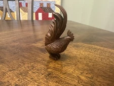 Netsuke Chicken Rooster Feathers Up - Japanese Carved Boxwood 2"