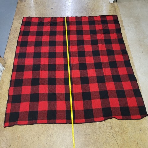 Marlboro Country Store Throw Blanket Buffalo Plaid Red Black Wool 65x60 USA - Picture 2 of 8