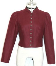 Dark Red Boiled Wool German Short Fitted Winter Casual Career Blazer Jacket 6 S