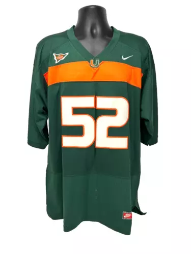 Vintage Nike Team Miami Hurricanes # 52 Ray Lewis ACC Jersey Size XXXL