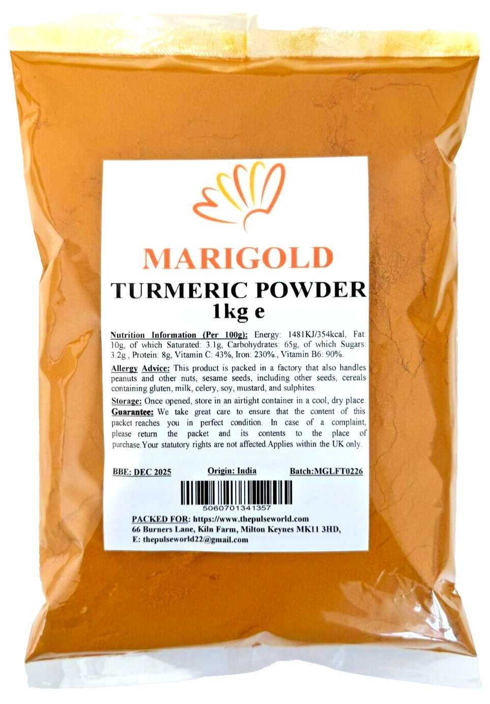 Marigold Turmeric Ground Powder 1KG, Haldi