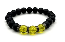 Matte Onyx, Peridot & Bronze 10mm Gemstone Beaded Harmony Bracelet