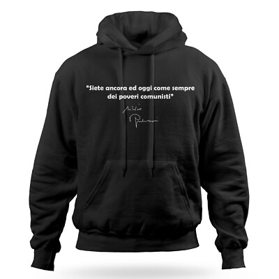 Hoodie Mit Kapuze Spruch Berlusconi Poveri Comunisti Schwarz Weiß JHK Felpe