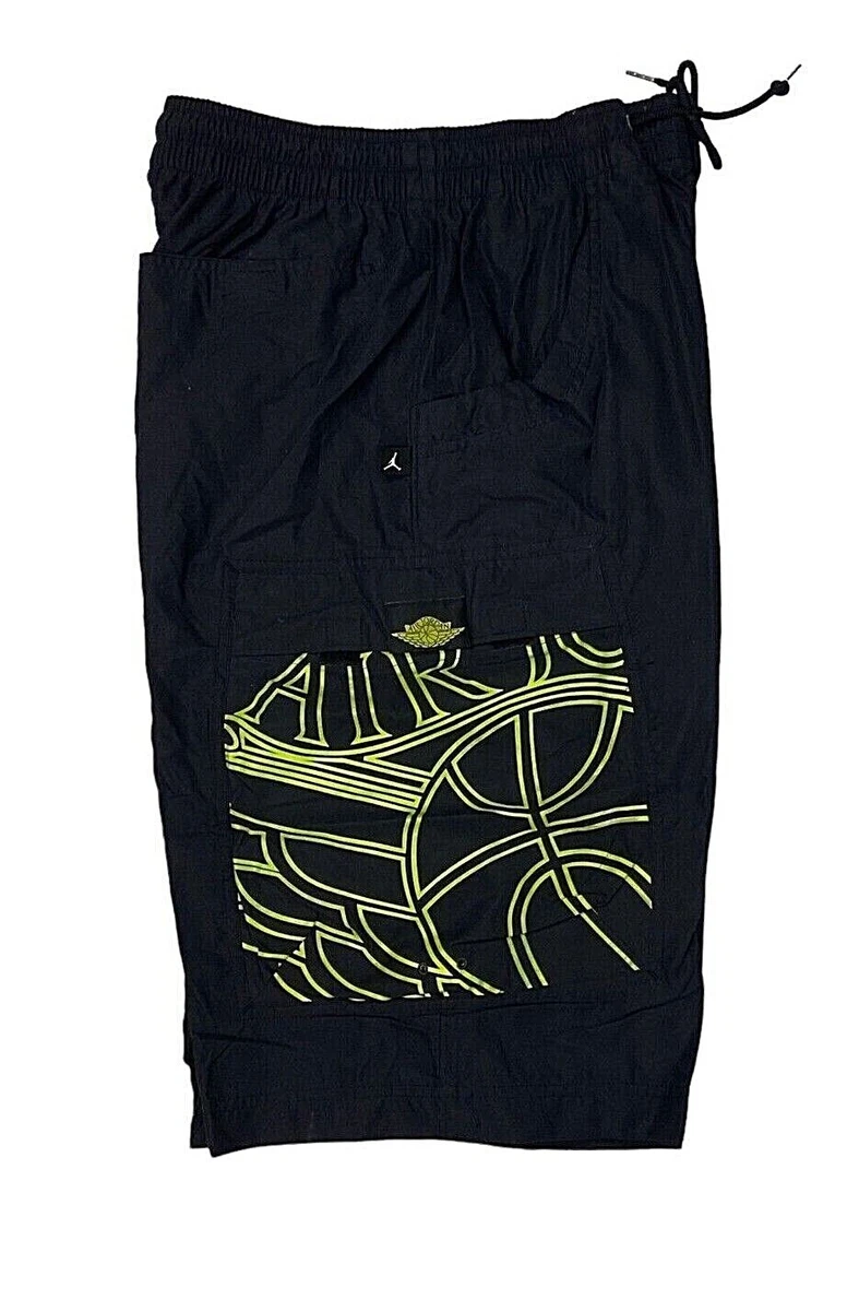Men s Nike Jordan Cargo Black Long Length Shorts Mesh Lining S M