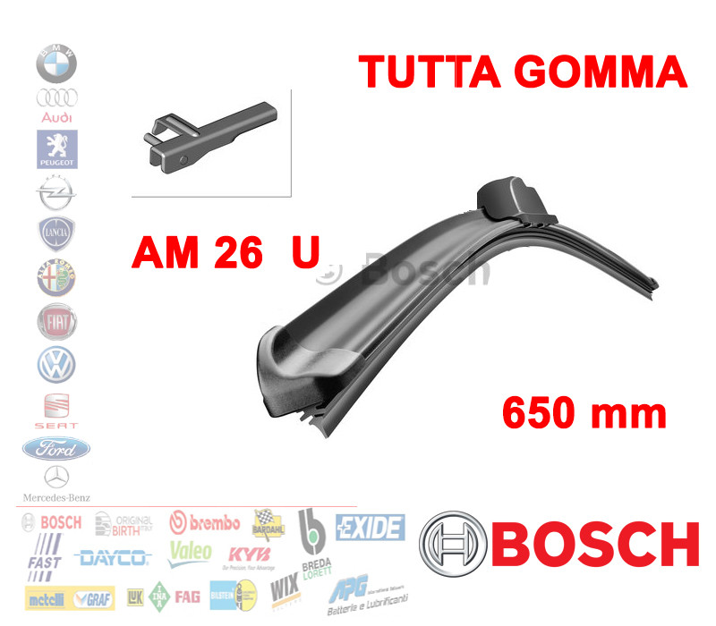 SPAZZOLA TERGICRISTALLO TUTTA GOMMA MULTICLIP BOSCH 3397008573 65 CM AM26U