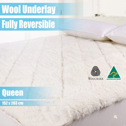Aus Made Fully Fitted Reversible Luxury Wool Underlay / Underblanket / Topper - Picture 7 of 9
