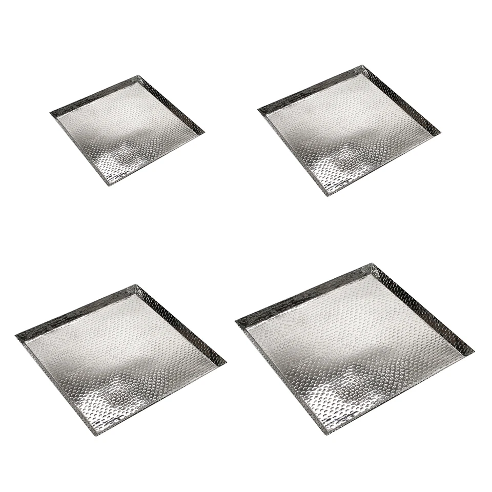 Dekotablett Serviertablett Bodentablett quadratisch Hammerschlag Tablett Metall - Bild 3 von 4