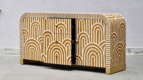 Bone Inlay Sideboard Curved - Boho Almond Arch - Picture 7 of 15