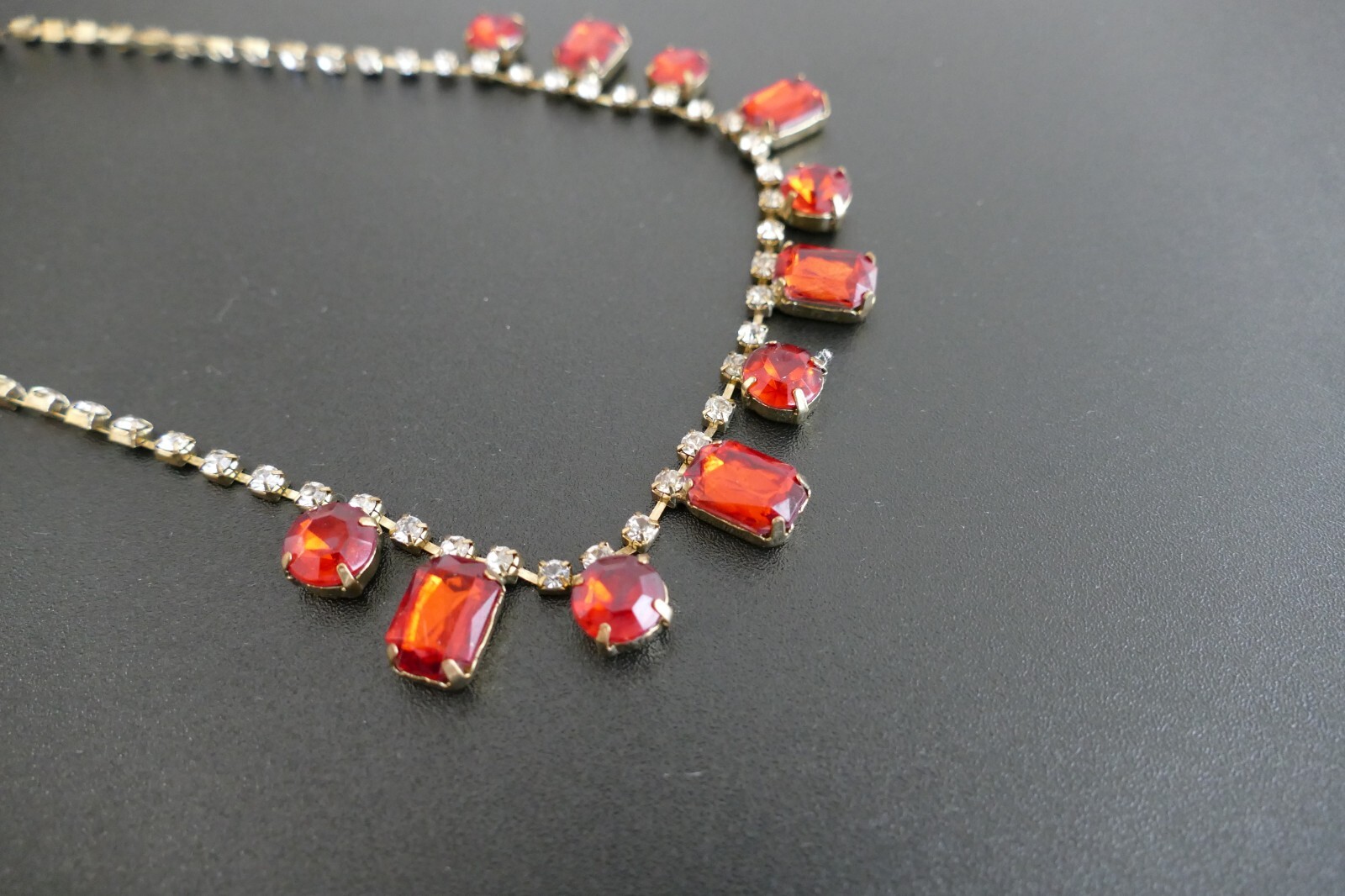 Necklace with Red Circular and Rectangular  Stones - image 4