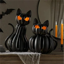 Member's Mark Pre-Lit Pumpkin Cats, Set of 2
