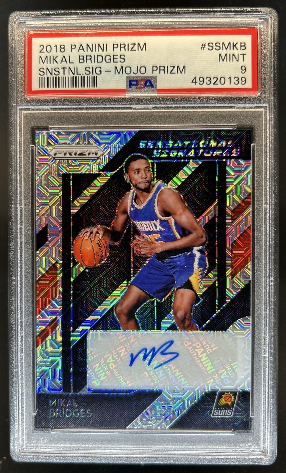 2018-19 Prizm Mikal Bridges Sensational Signatures Prizm Mojo Auto RC #/25 PSA 9