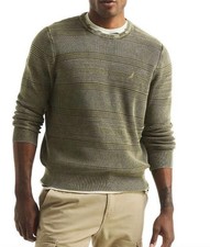 Nautica Men's Washed Texture Crew Sweater - Tan - L