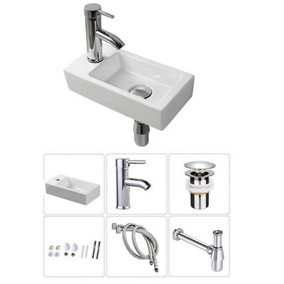 Wall Hung Basin Sink Small Cloakroom Basin Rectangle Ceramic Wash Basin Left ...