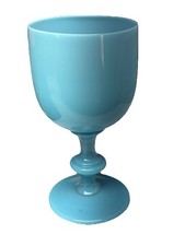 Vtg Portieux Vallerysthal Robin Egg Blue Opaline Glass Goblet 6.5" 13525