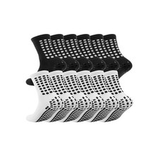 6 Pairs Kids Grip Soccer Socks Cushioned Non Slip Grippy Youth Football Baske...