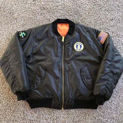 Rothco MA-1 Flight Jacket Mens XL Black Nylon Korea Veteran Air Force USA Patch