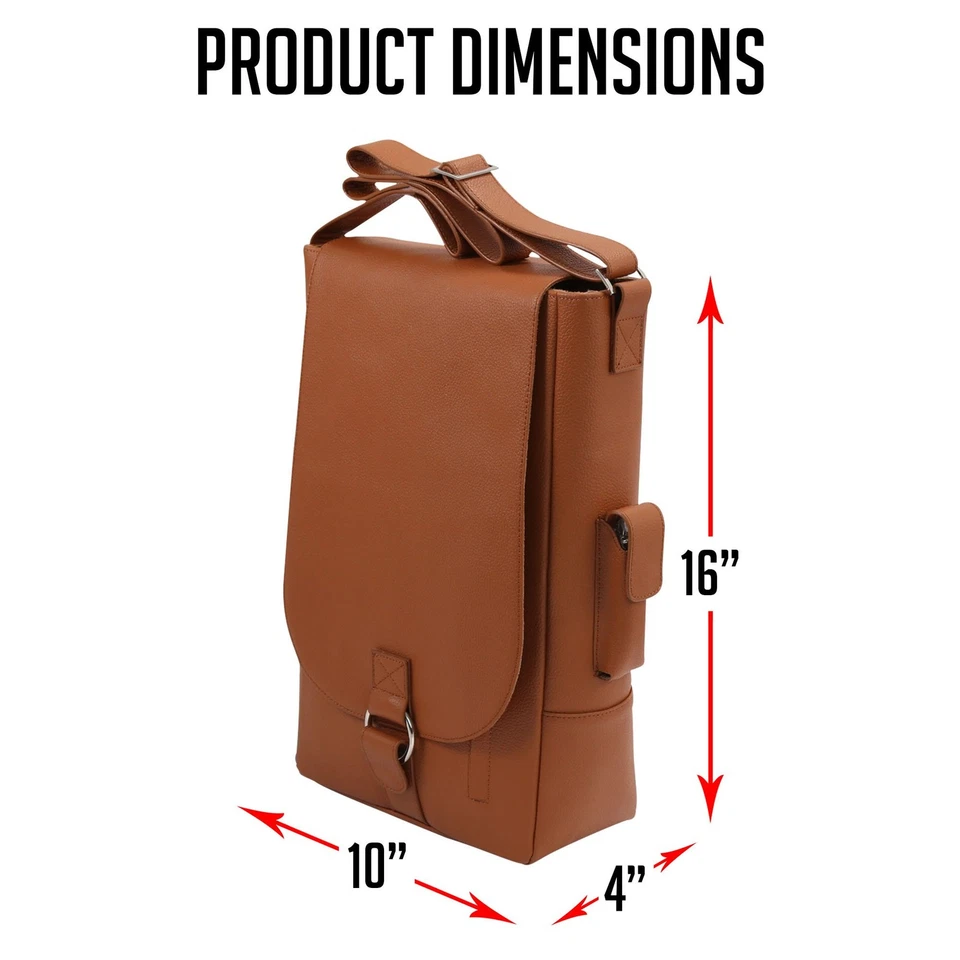 Vino2 Dos Botellas Sillín Cuero Vino Bolso de Vino Mensajero Portador (Marrón) Foto 2 de 4